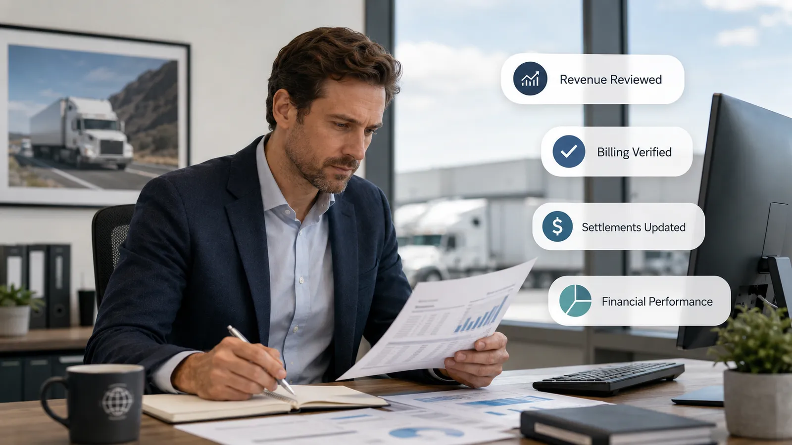 Financial reporting across billing, settlements, and revenue activity